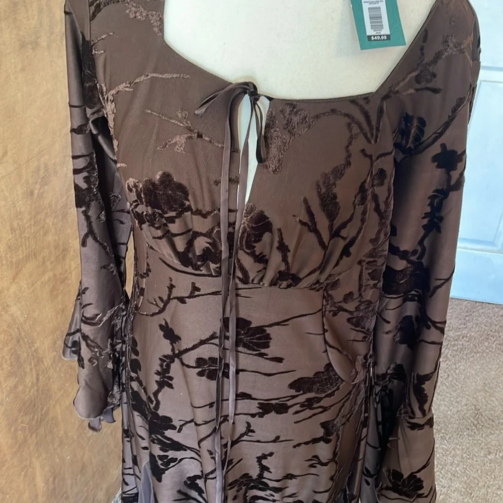 EARTHBOUND Dark Brown Floral Pattern 
Maxi Dress - Picture 3 of 16